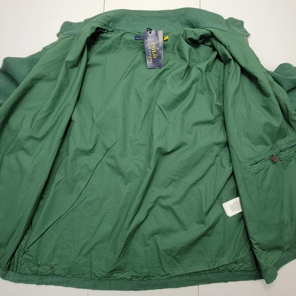 POLO RALPH LAUREN LINEN-Blend HERRINGBONE Twill Mockneck Jacket Mens Size XL New - Picture 8 of 11